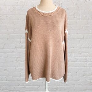 Amazon Women's Brown Sweater with White Trim